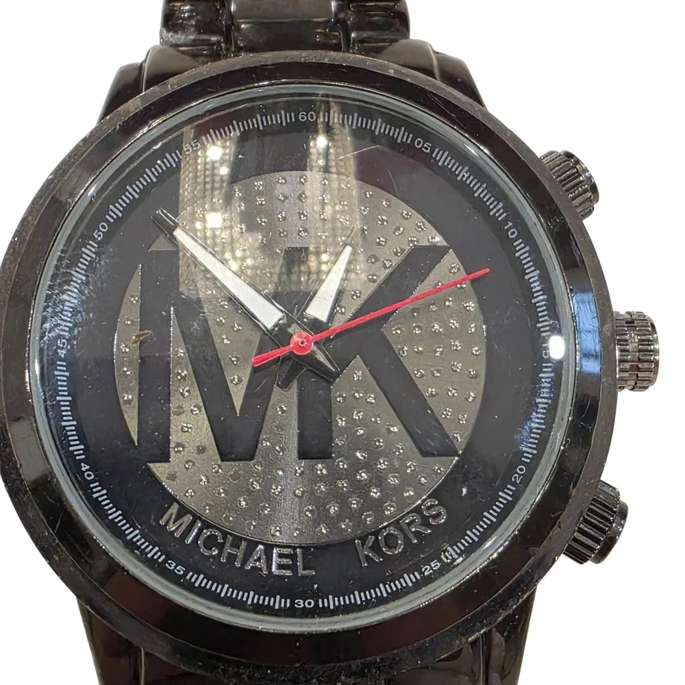 Michael Kors Black Stainless Steel Chronograph Watch MK5163‎ Rhinestone Dial